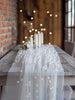 1pc White Pearl Beaded Sheer Fabric, Suitable For Table Runners, Ceremony Backdrops, Home Decor, Room Decor, Birthday Party Decorations, Valentine's Day Ceremony Setups To Create A Romantic Ambiance